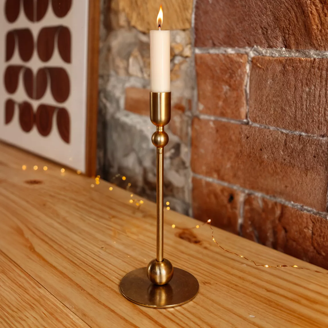 Bougeoir de Noël en métal (H23 cm) Art Déco Doré
