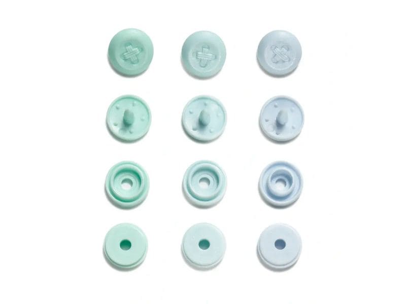 Prym Druckknöpfe Color Snaps Hellblau, Ø 9 mm, 36 Stück Nähfreie Druckknöpfe Mini