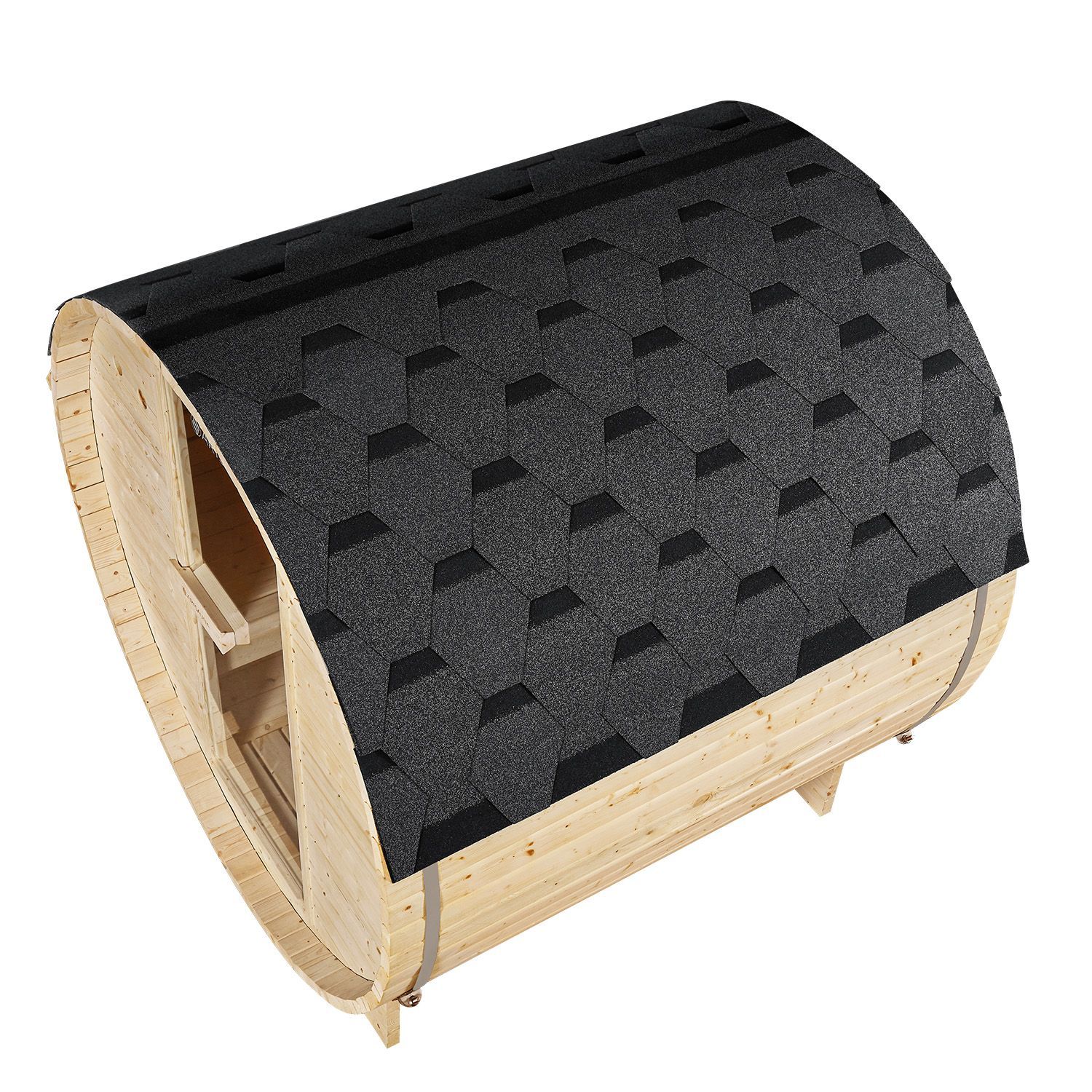 Artsauna Fasssauna Spitzbergen 180 - 4 Personen, 6 kW Ofen, Zubehör - Fichtenholz Sauna