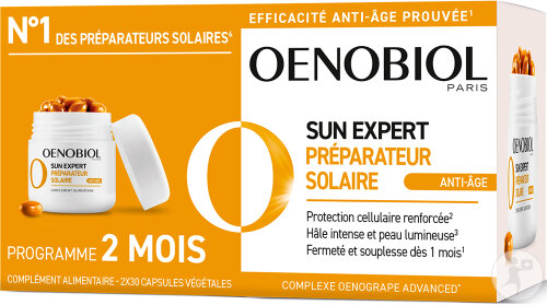 Oenobiol Sun Expert Préparateur Solaire Anti-Âge Complément Alimentaire 2x30 Capsules
