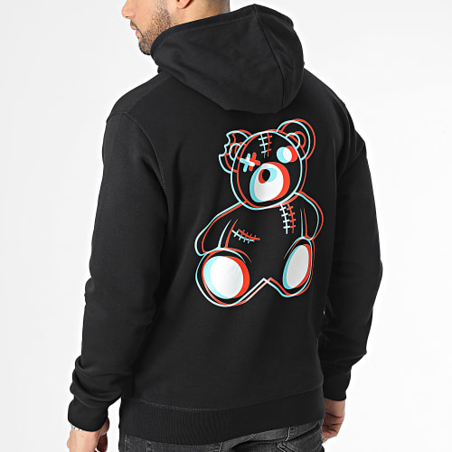Sweat Capuche Nounours Néon Noir