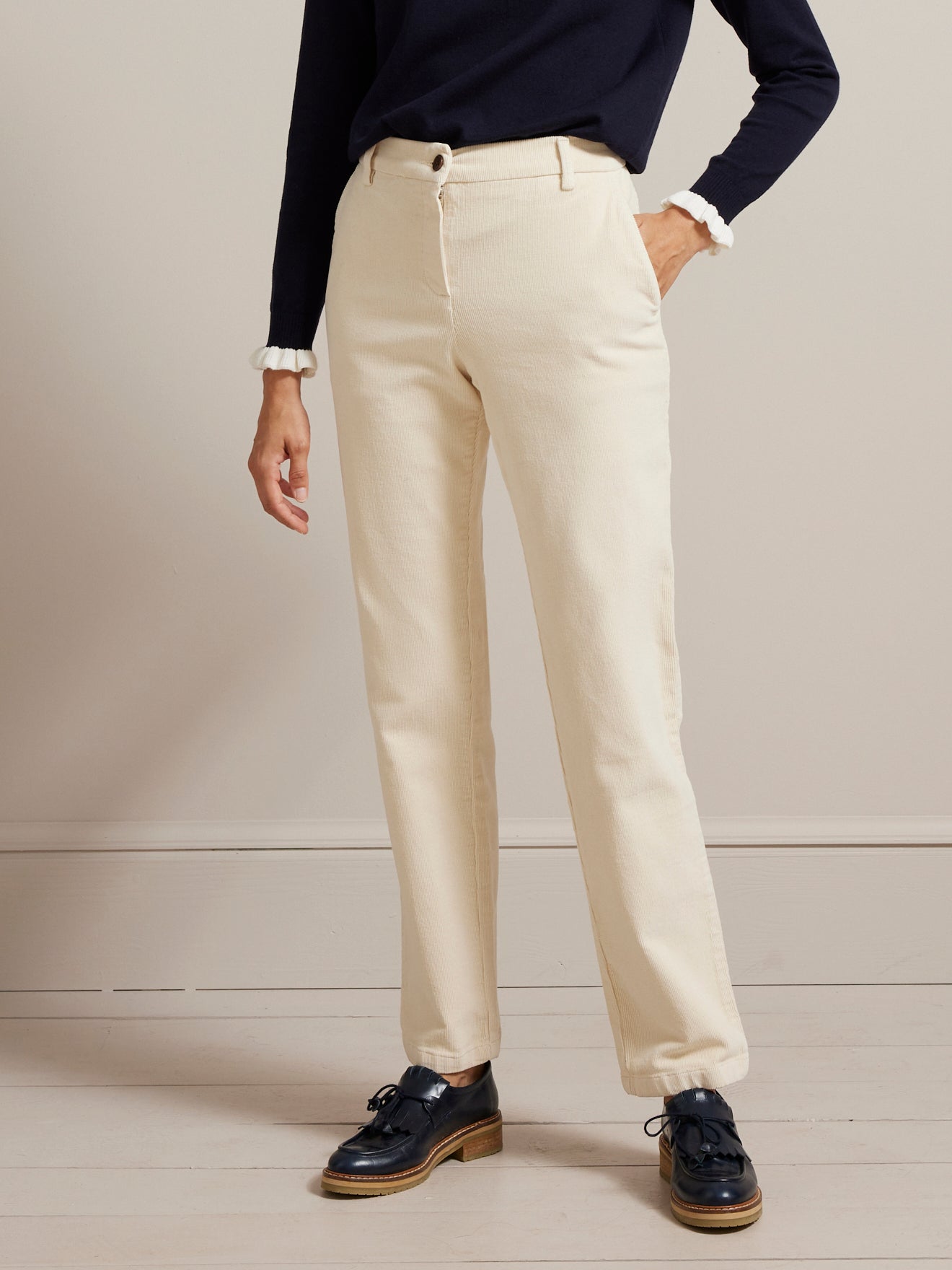 Pantalon chino velours milleraies femme Jade