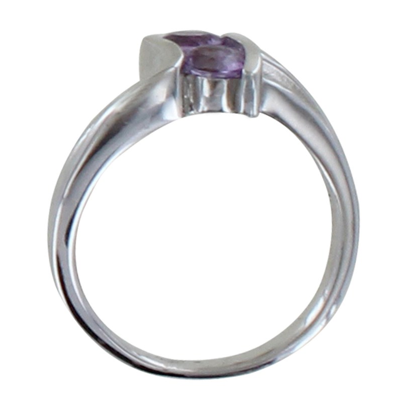 Bague Argent Rhodié Double Améthyste