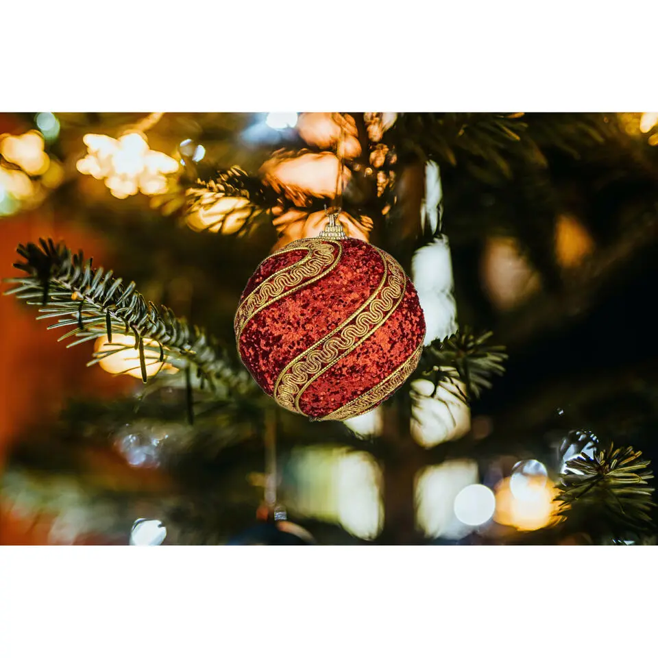Krist  luxe kerstballen - 3x stuks - rood/goud - kunststof-8 cm