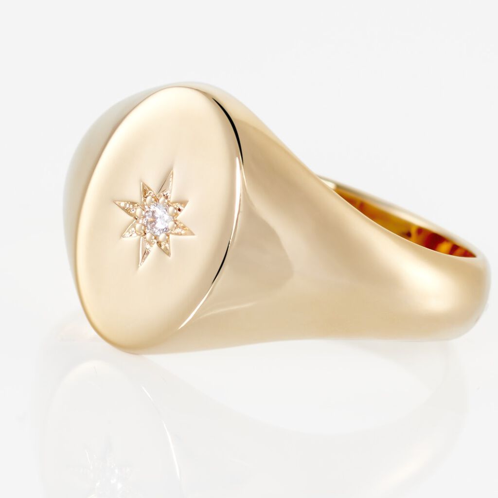 Chevalière Gwennen Plaqué Or Oxyde De Zirconium