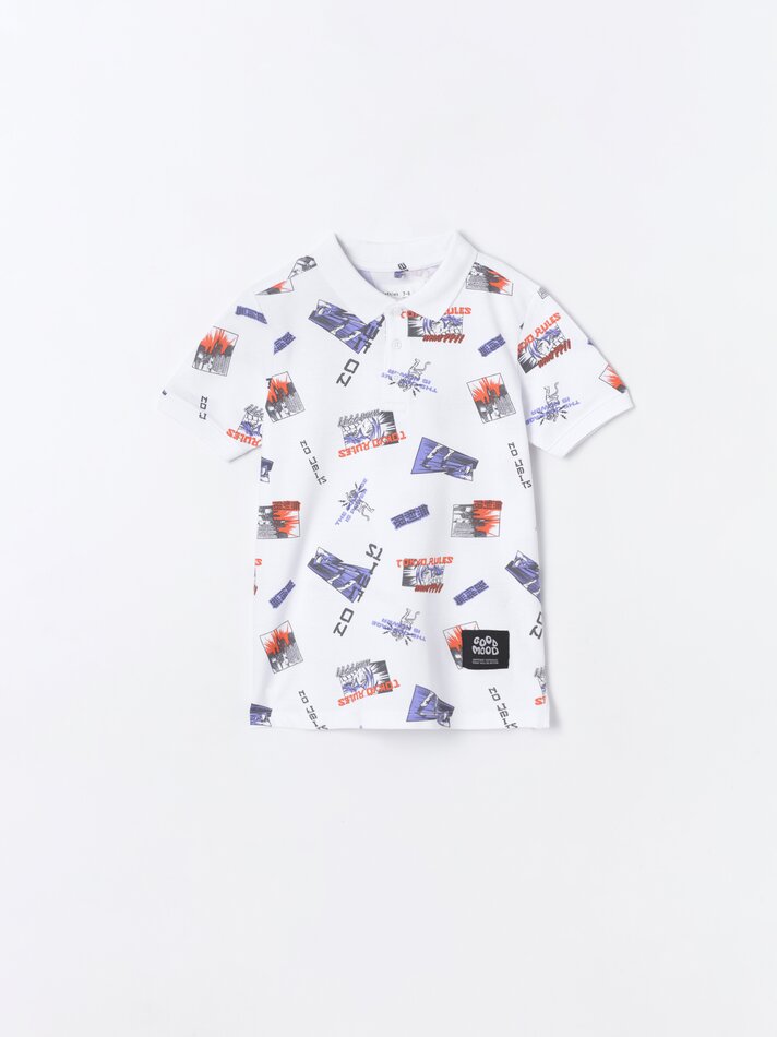 Camisa polo estampada - Branca