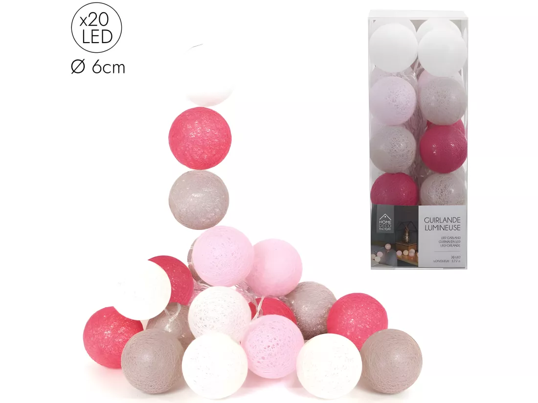 Guirlande Boule 20 Led Nuance Rose Taupe