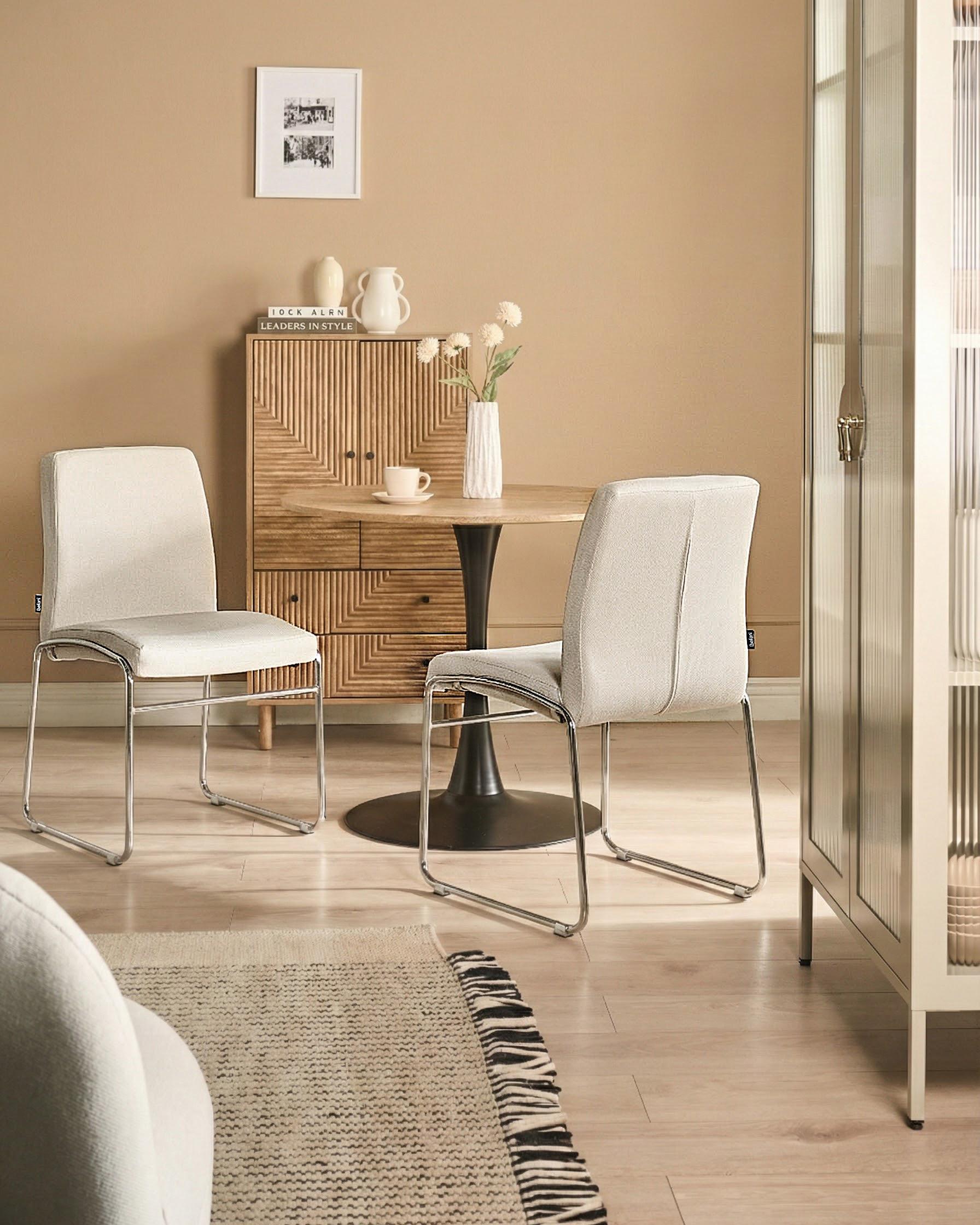 Set van 2 eetkamerstoelen LECCO Stof Lichtbeige