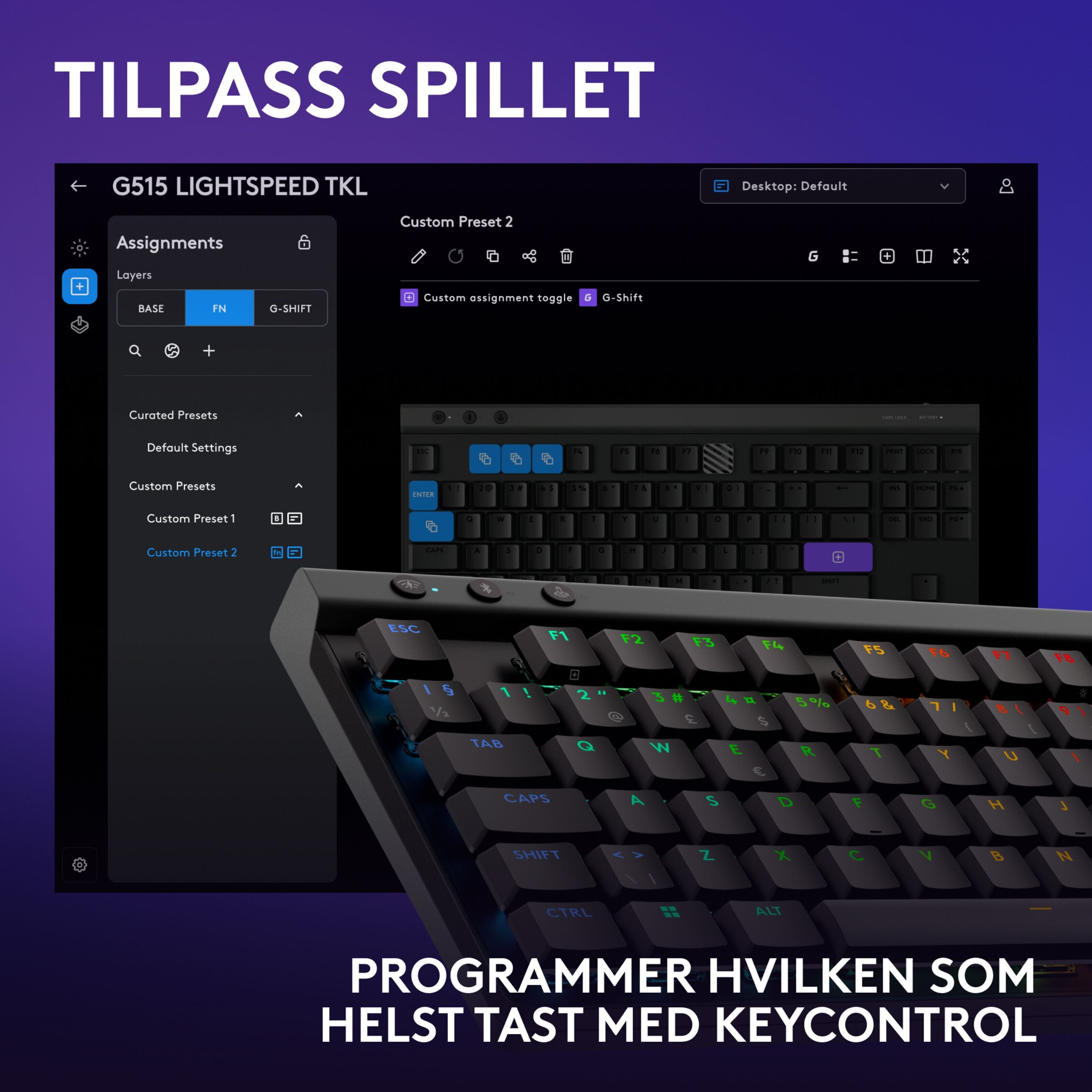Logitech G515 Lightspeed TKL Trådløst gamingtastatur Tactile Svart