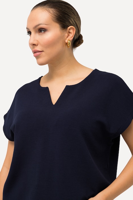 Sweatshirt, Wellenstruktur, Tunika-Ausschnitt, Halbarm