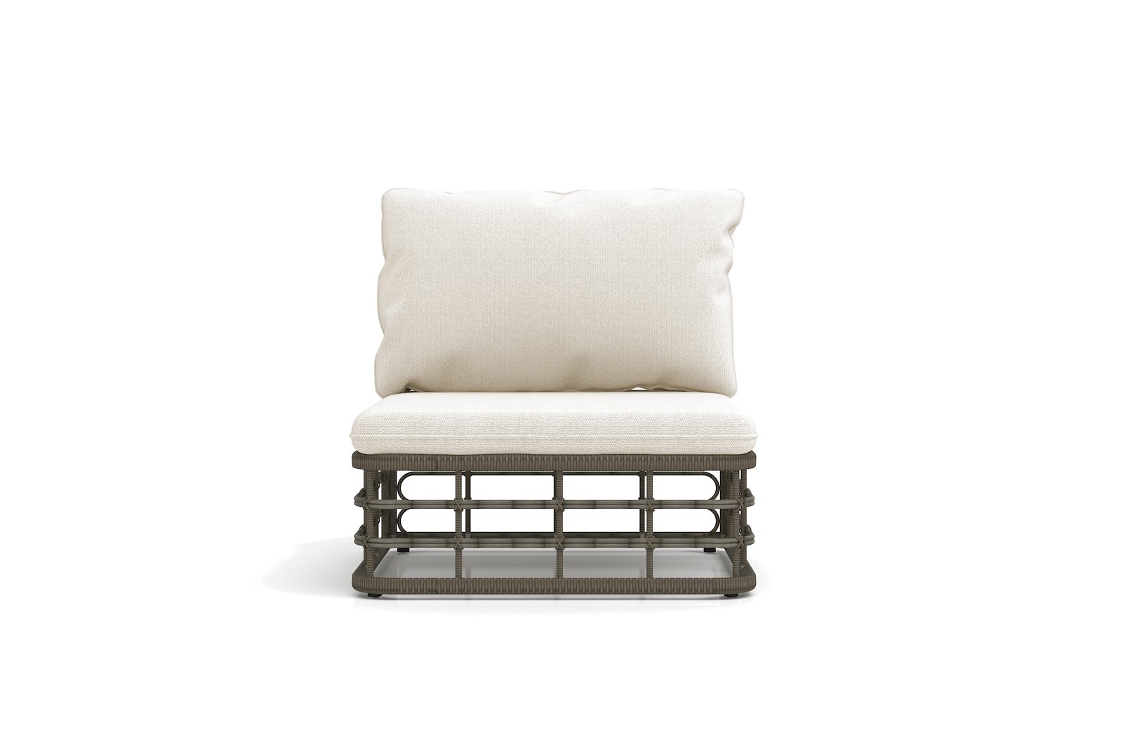 Amalfi 1-seter Hagesofa. Naturfarget flett med beige putesett.