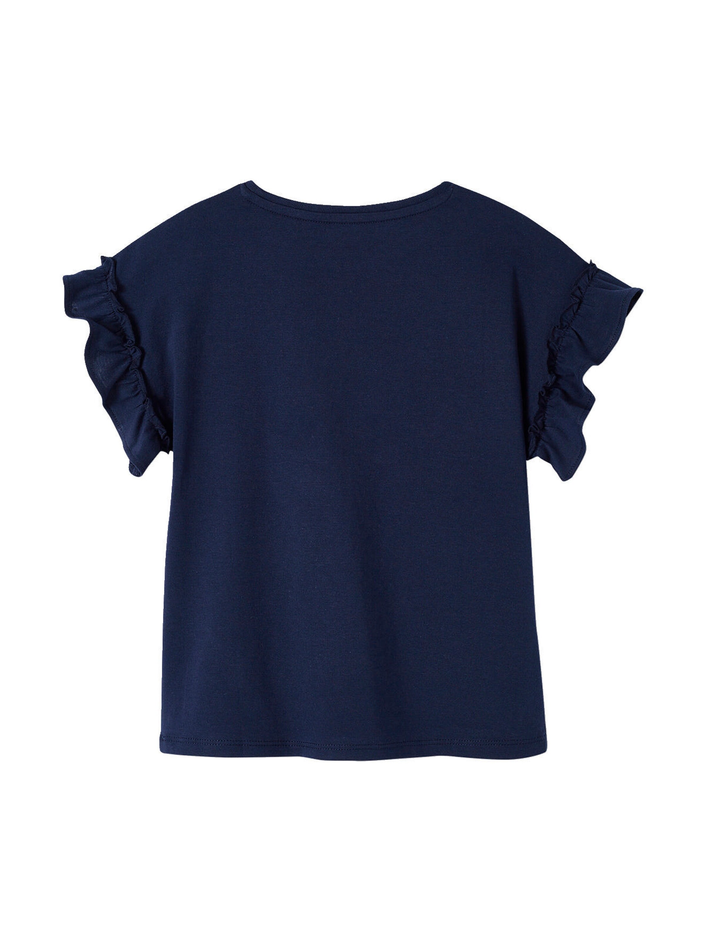 Vertbaudet Mädchen T-Shirt mit Volantärmeln marine
