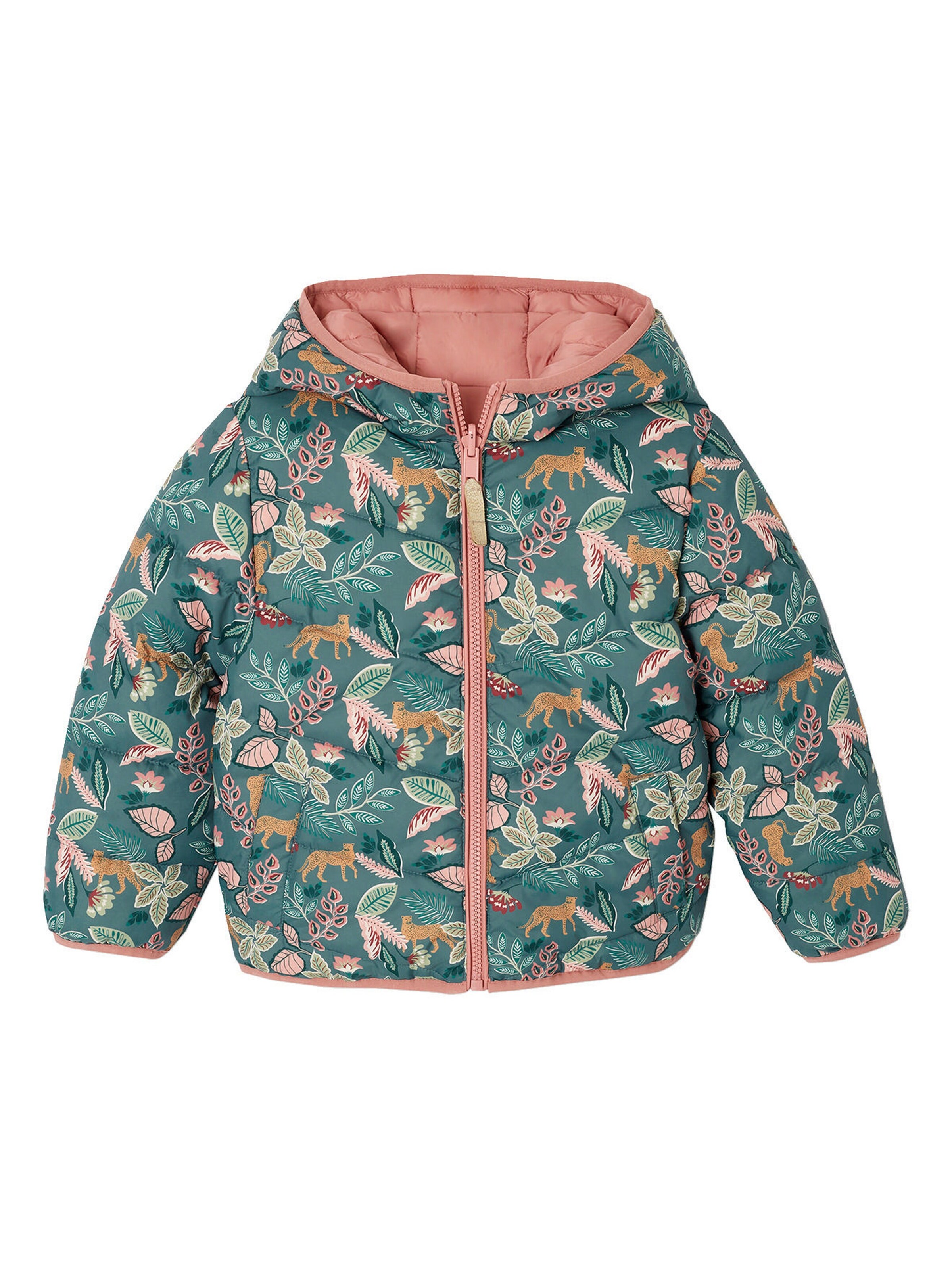 Vertbaudet Leichte Mädchen Wende-Steppjacke mit Recycling-Polyester smaragdgrün