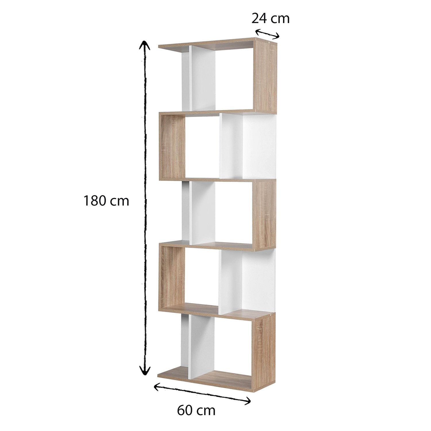 Calicosy - Boekenkast H180 cm - Hout en wit decor