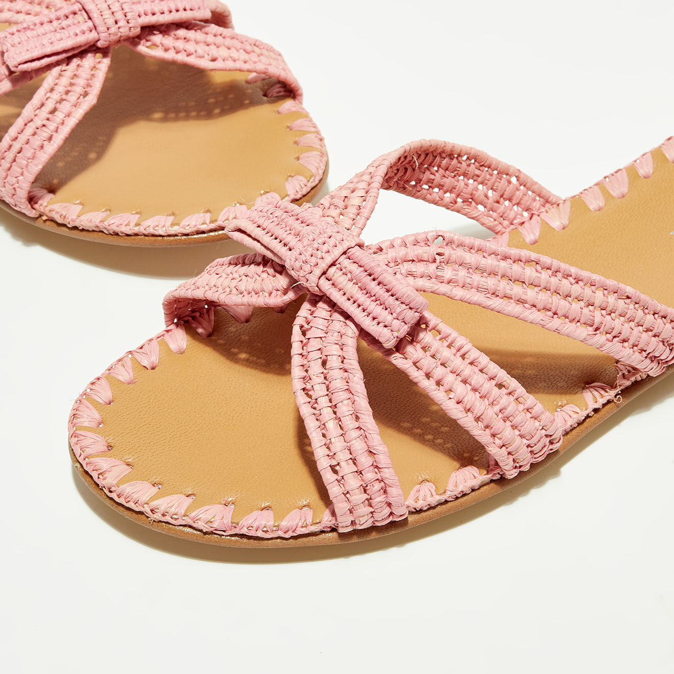 Quartier Latin Mules en Raphia roses