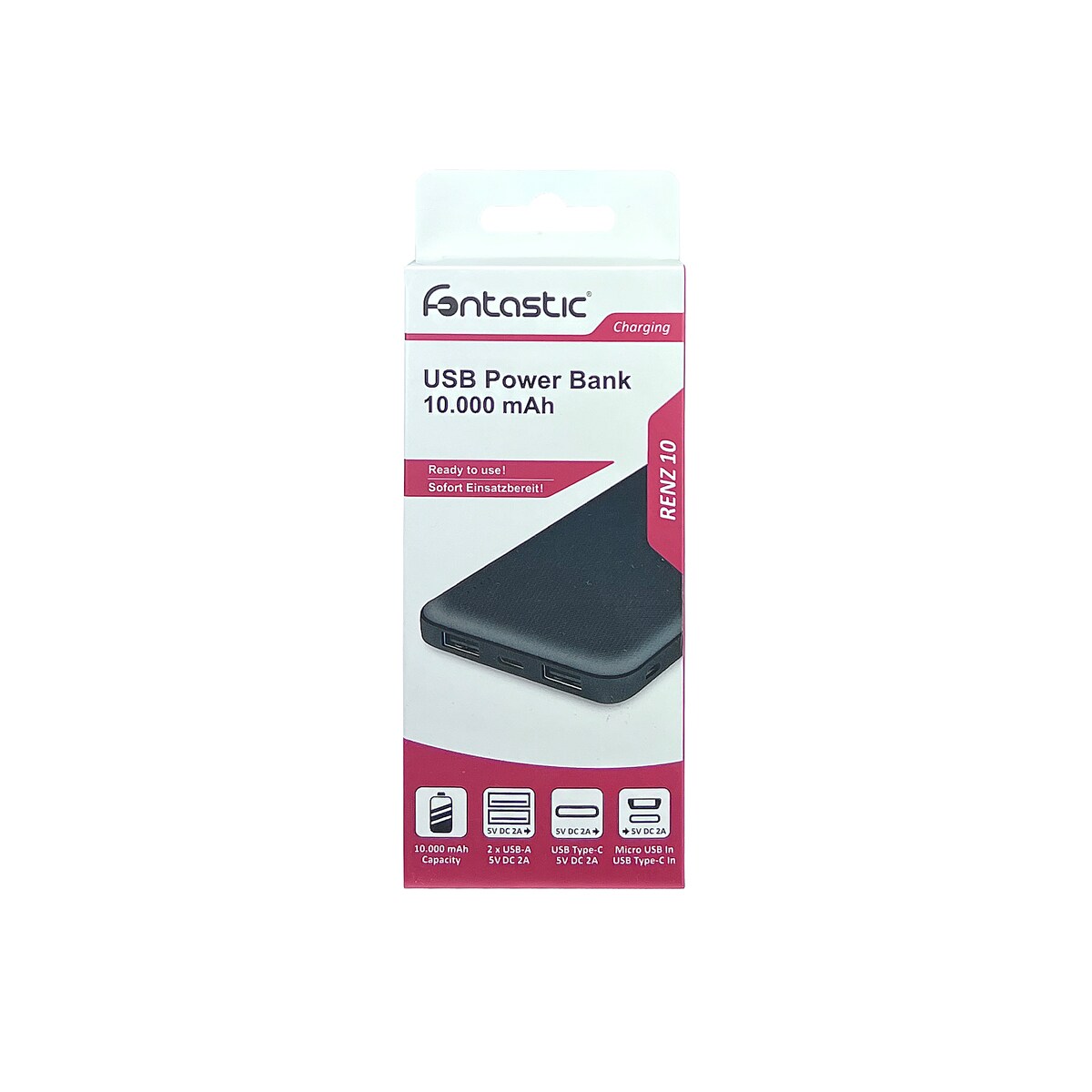 Fontastic Power Bank Renz 10000mAh Schwarz