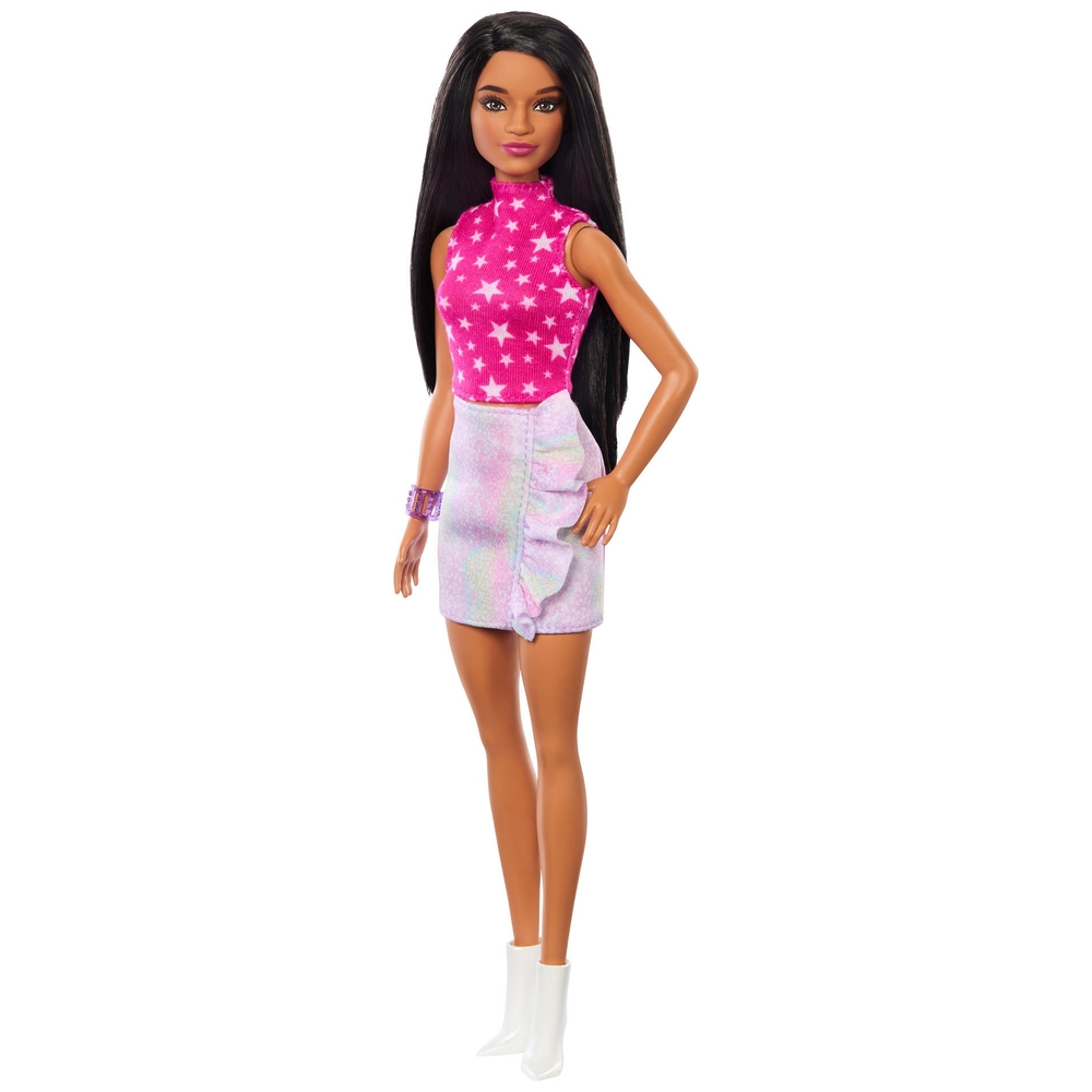 Barbie Fashionista Puppe mit schwarzem Haar und pinkfarbenem Top