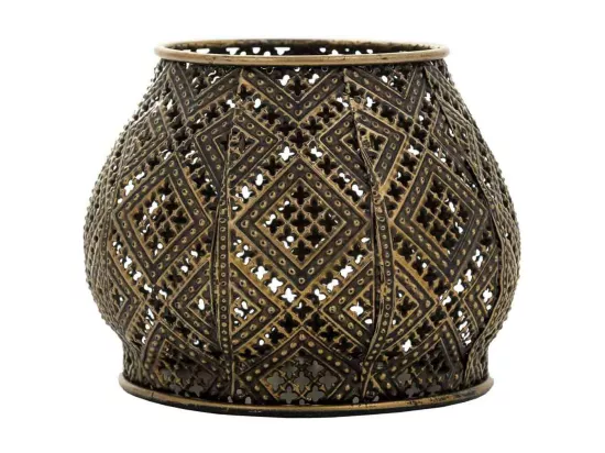 Bougeoir en métal doré 14x14x10.5h