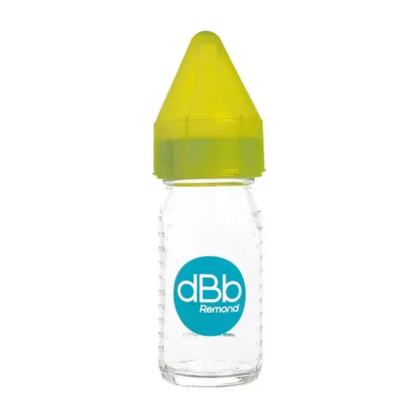 Mamadeira dBb Remond Regul'Air para suco de frutas, vidro verde translúcido, 110ml