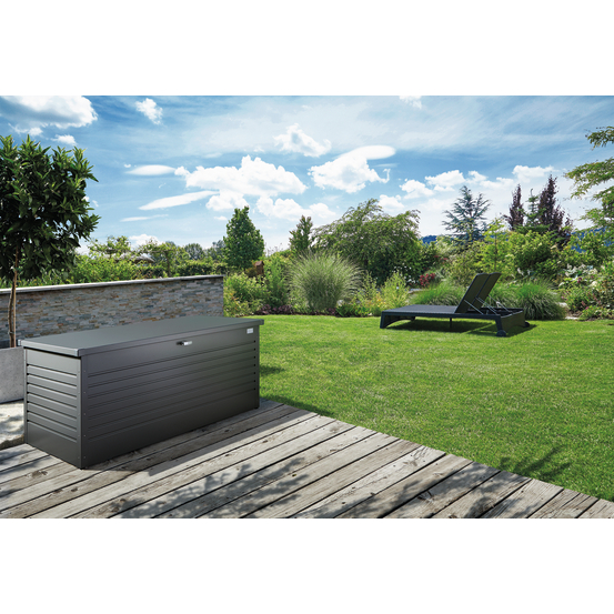 Coffre de jardin taille 200 gris fonc? - L.79 x l.201 x H.83 cm