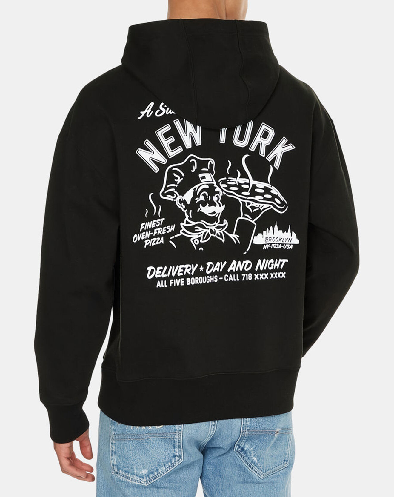 Tommy Jeans Sweat à capuche Best Pizza noir