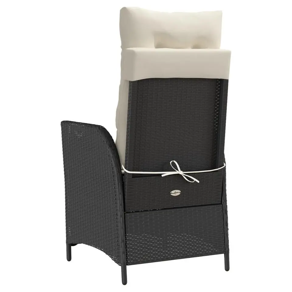 vidaXL - Verstelbare tuinstoelen - Voetensteun - Zwart en crème - 2 stuks