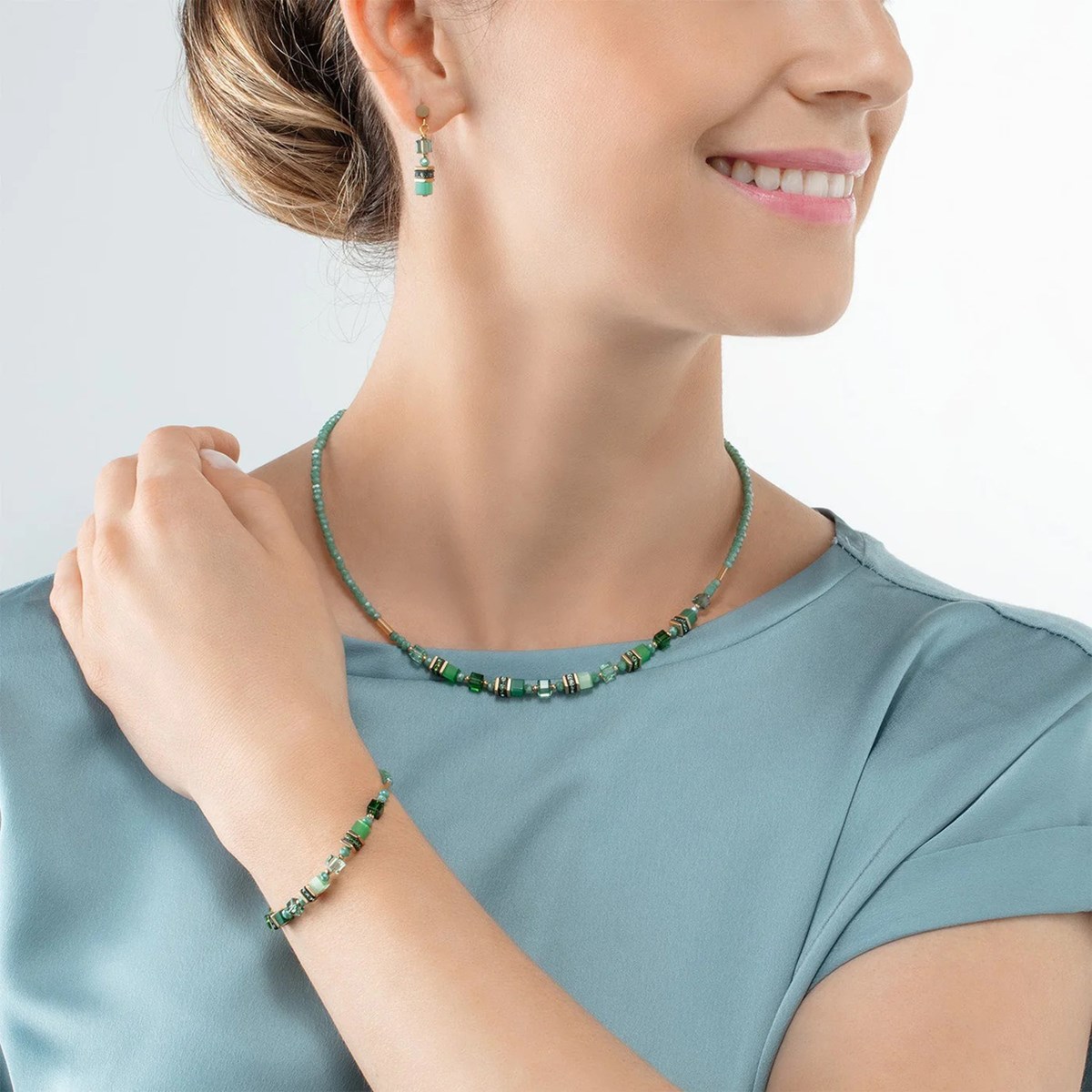 Collier Coeur de Lion Mini Cubes vert