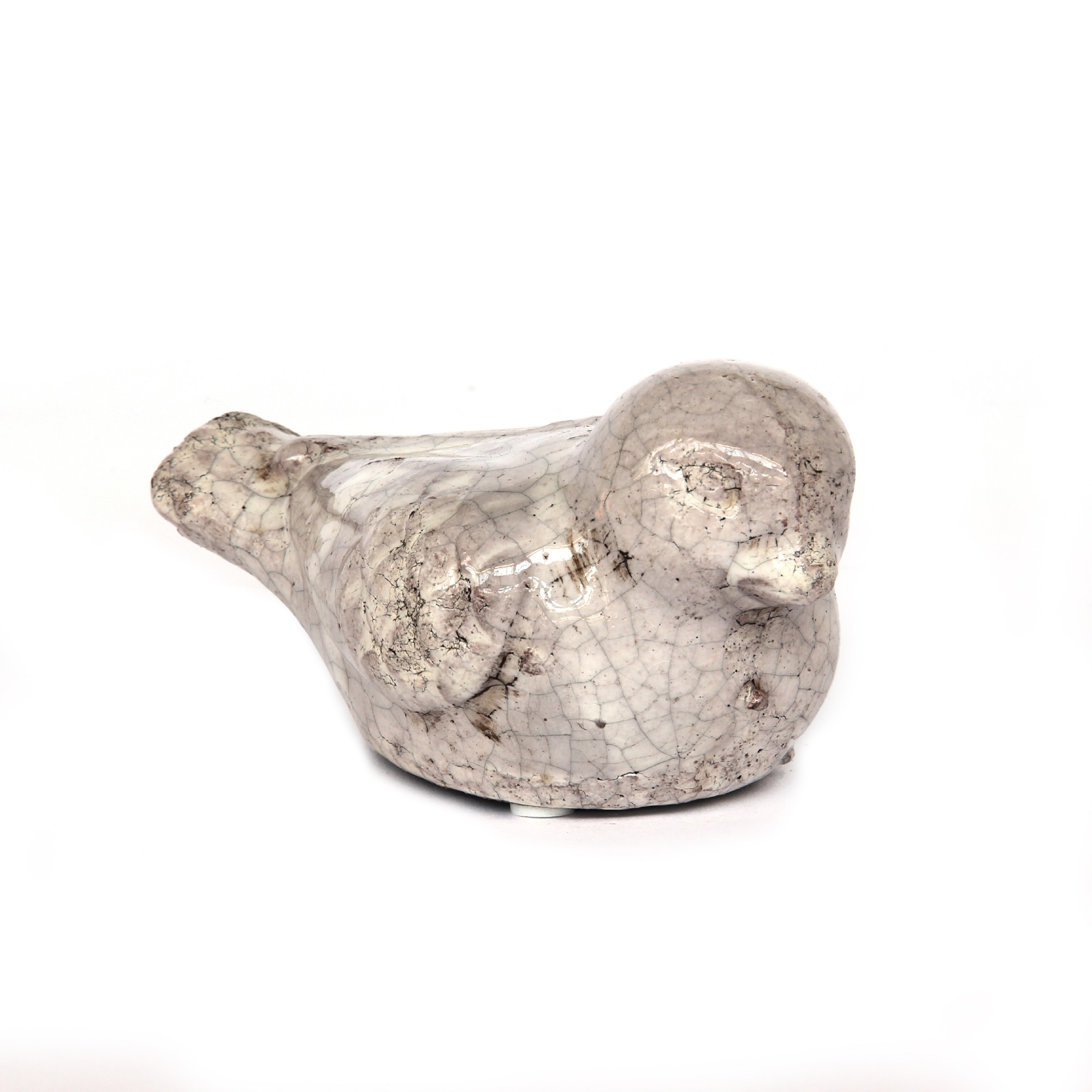 Keramik Vogel weiß, B 14,5 cm, L 8 cm, H 7 cm von fischer's lagerhaus