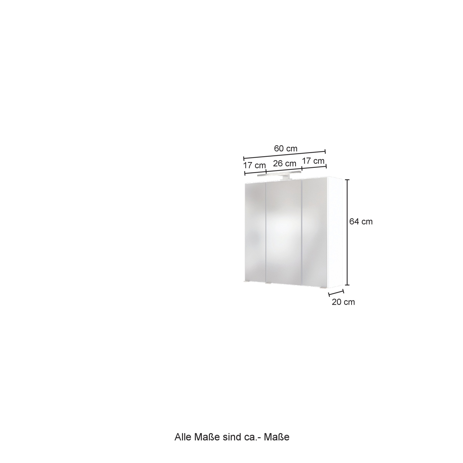 3D-Spiegelschrank BAABE - Wotaneiche - mit LED-Beleuchtung - 60 cm