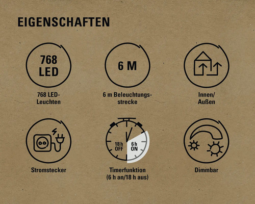 LED cluster lichtketting Lafiora 6 m 768 LED's lichtkleur amber
