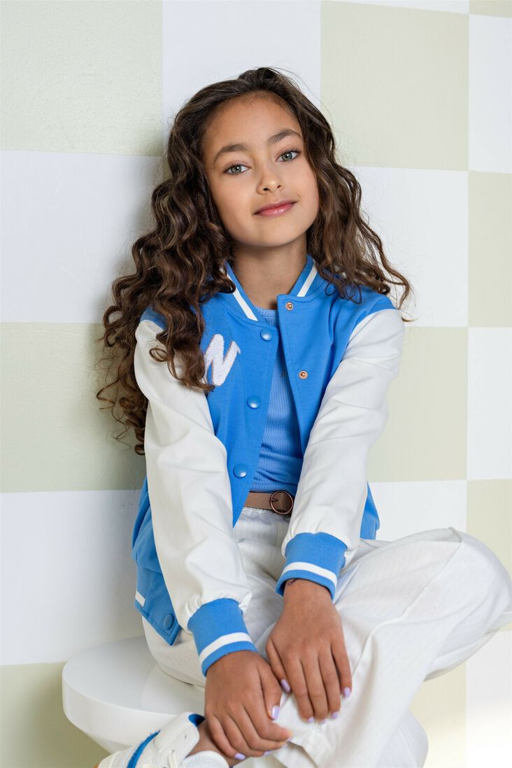 NONO ecru nono  darsy girls varsity sweat jacket white