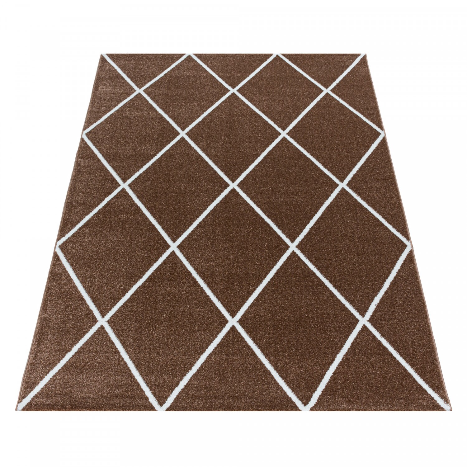Stilvoller Designer Teppich: Moderner Kurzflor, Rautenmuster für das Wohnzimmer