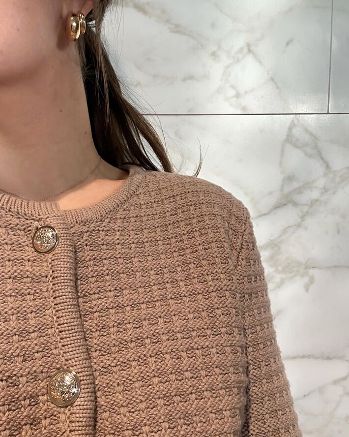 Neo Noir Limone Knit Jacket Taupe