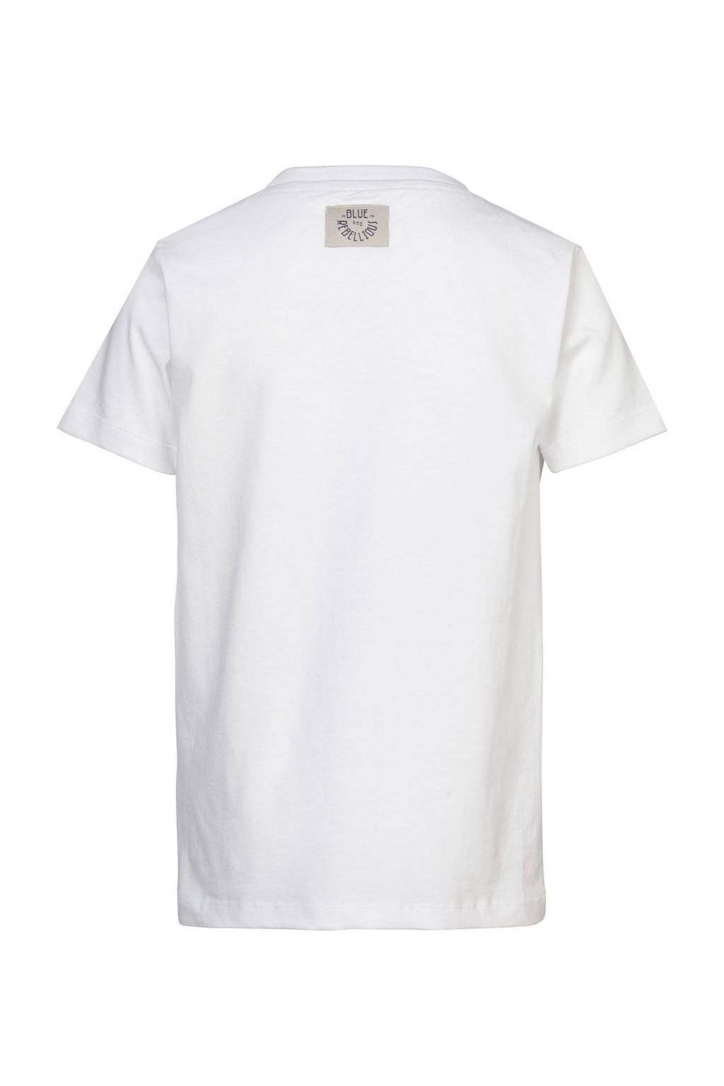 Blue Rebel T-shirt Jamal met printopdruk wit