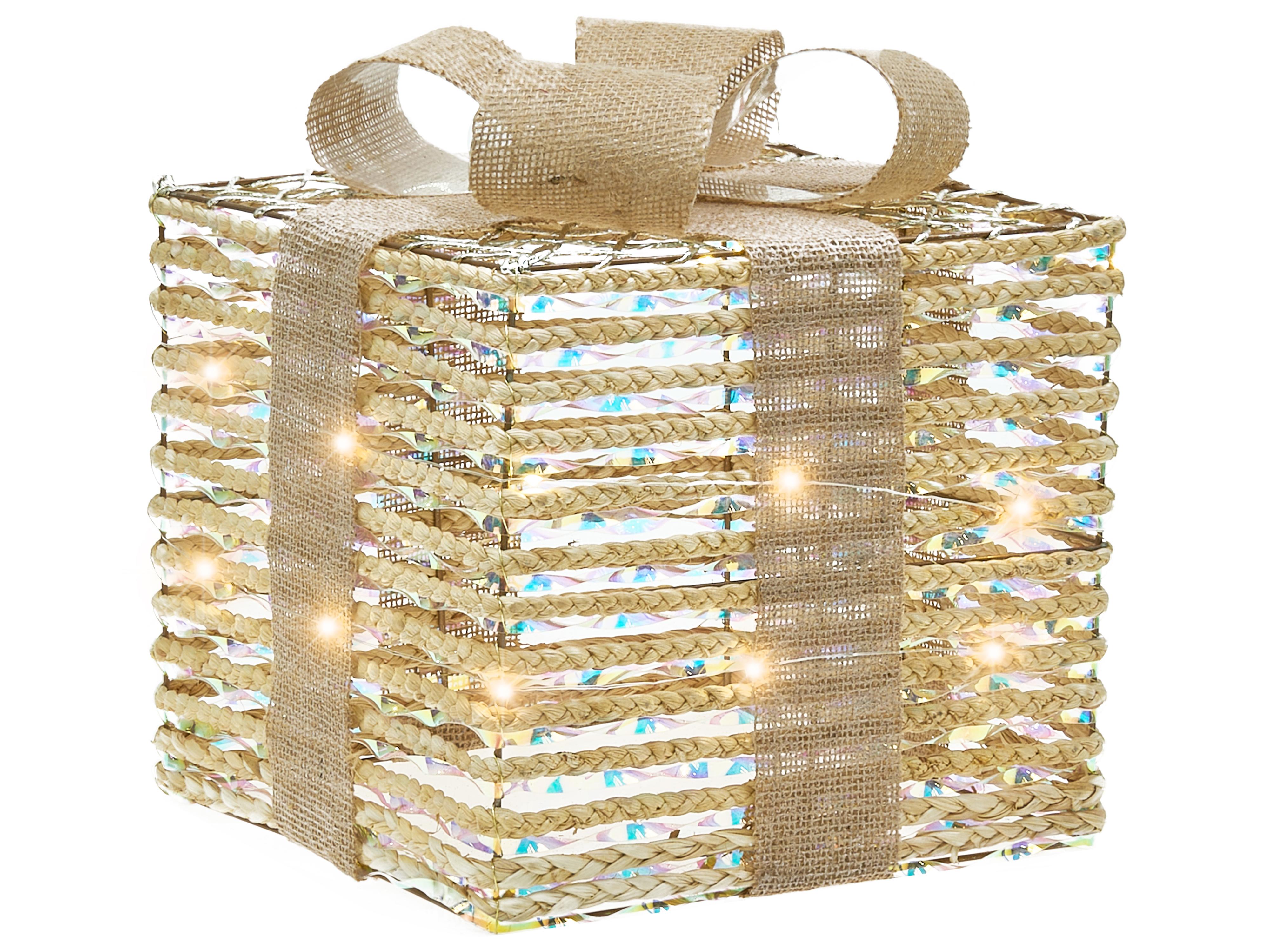 Set van 3 kerstdecoraties LED MOSSO Kerstcadeaus 20/25/30 cm Beige