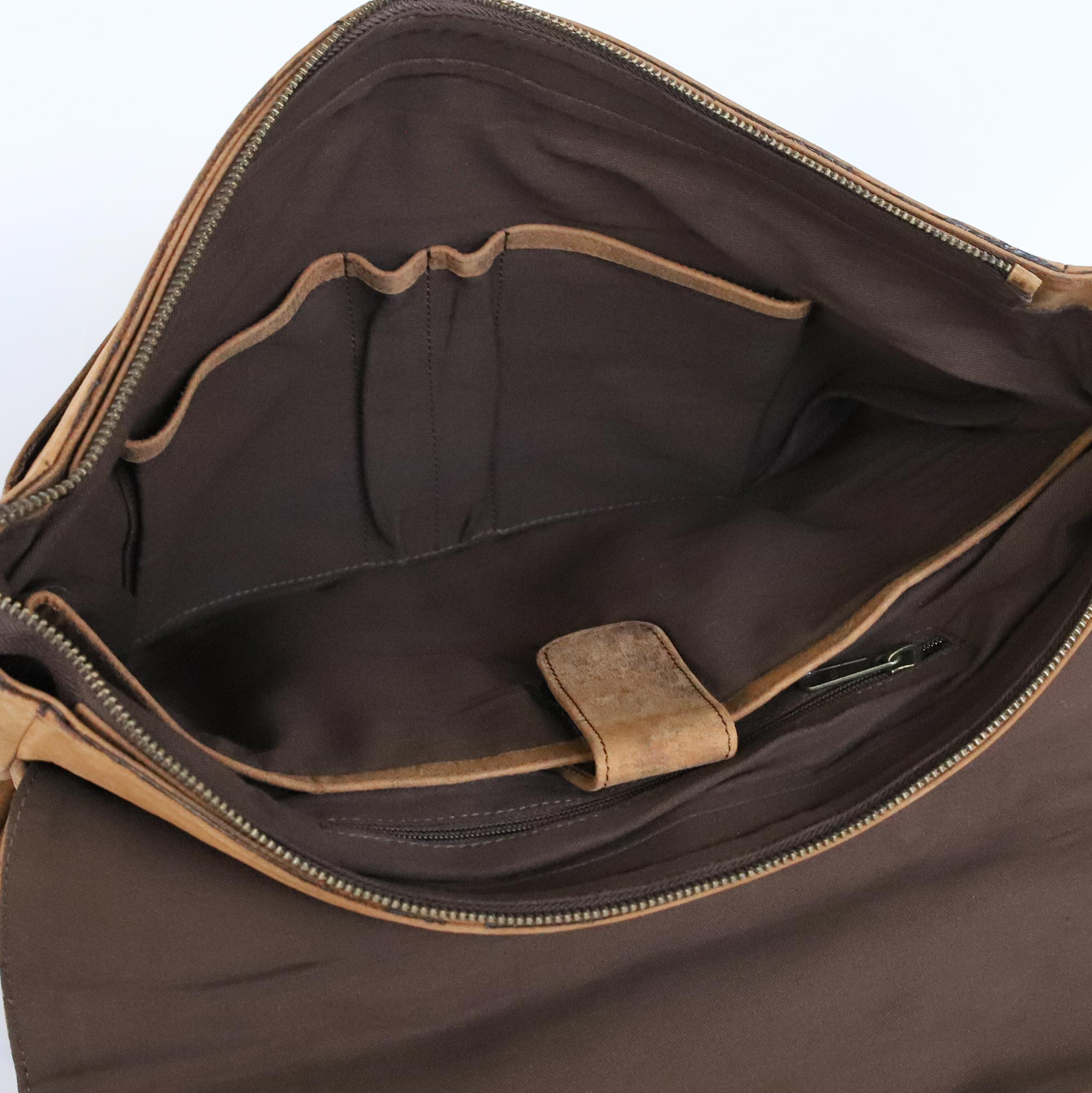 Messengertasche aus Büffelleder, braun, B 44 cm, H 28 cm, L 10 cm günstig bestellen