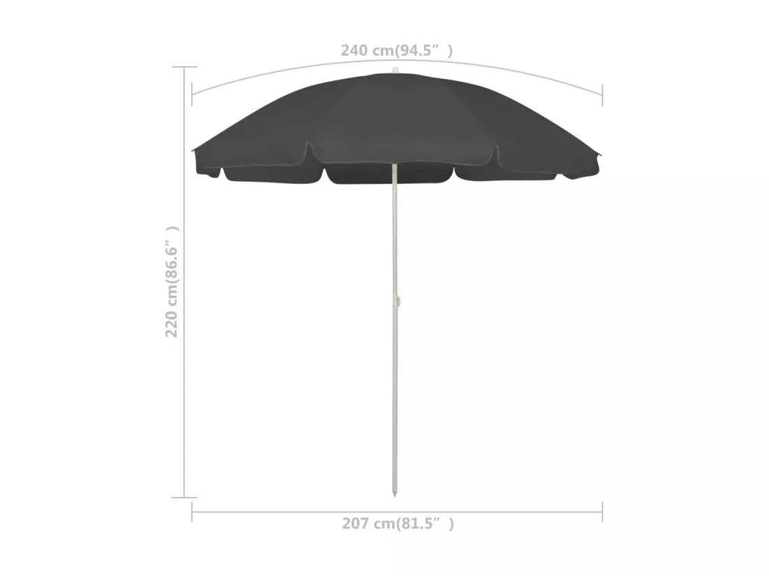 Parasol de plage Anthracite 240 cm