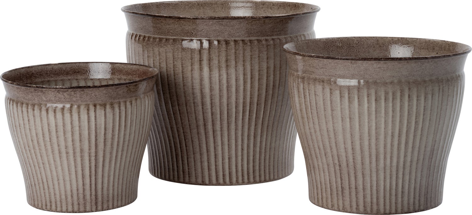 Intratuin bloempot Streep beige / bruin D 20 H 17 cm