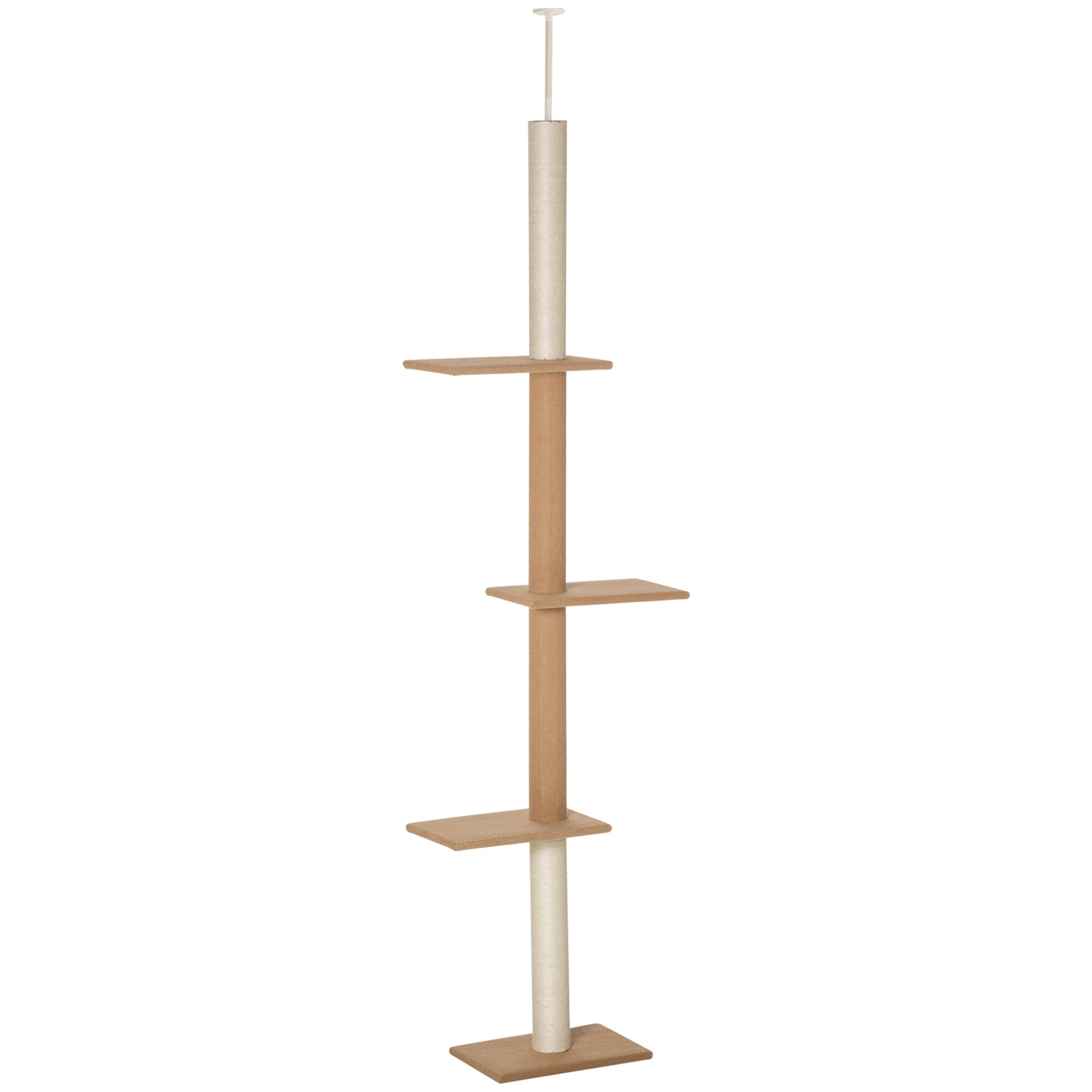 PawHut Kratzbaum Deckenhöhenanpassbar und 4 Plattformen braun 43L x 27B x 228-260H cm