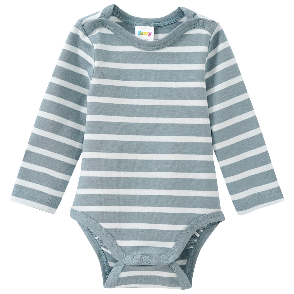 Famy 3 Baby Bodys mit Bio-Baumwolle salbei / dunkelgrau / weiss