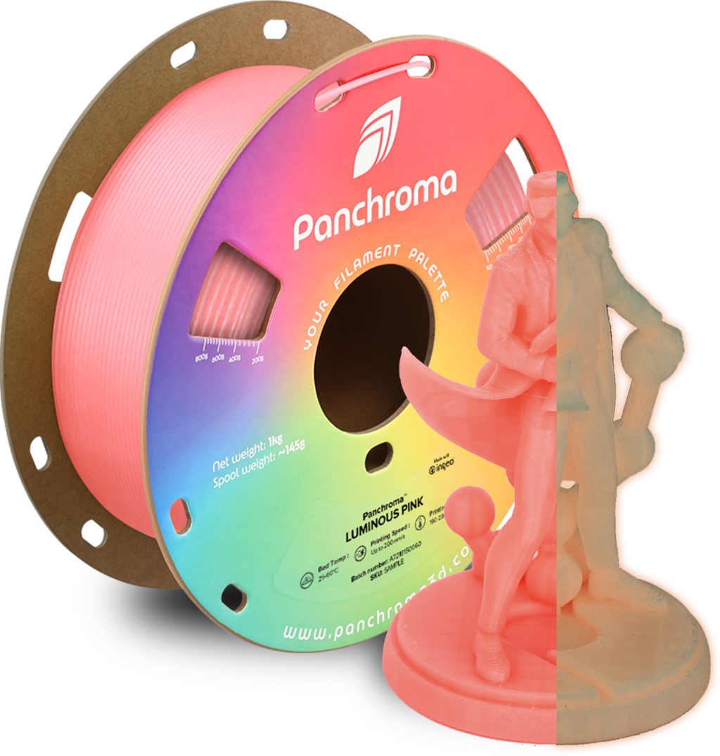 Polymaker  Panchroma™ PLA Luminous Pink, 1,75 mm / 1000 g    Faszinierender Glow in the Dark Effekt in Pink