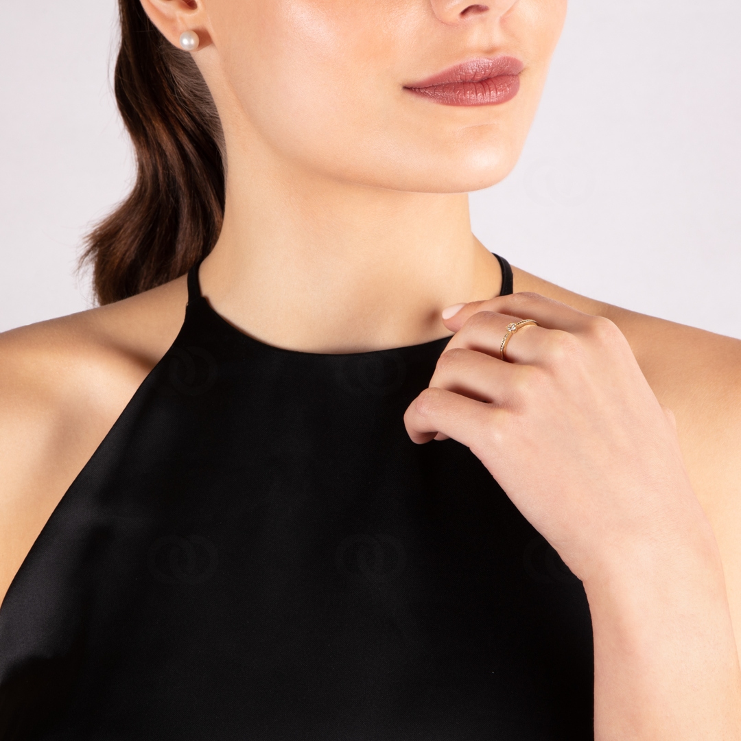 Verlobungsring 750/18 K Gelbgold mit Diamanten 0.19 ct H/si