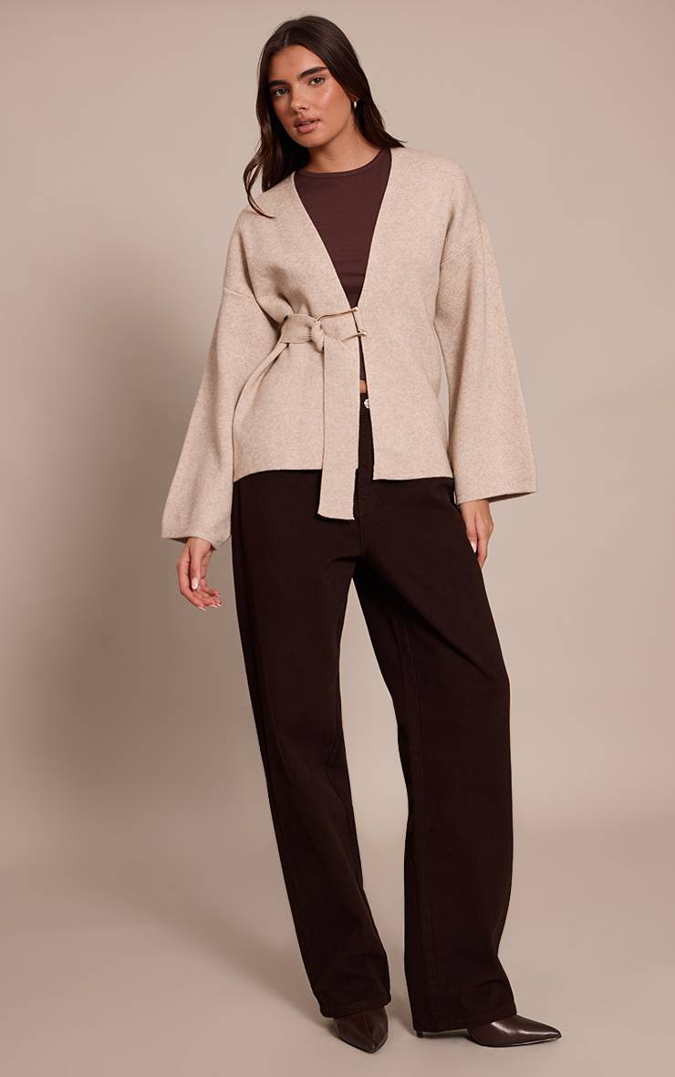 Avoine Cardigan Cache-cœur Avec Détails De Finition Contrastés