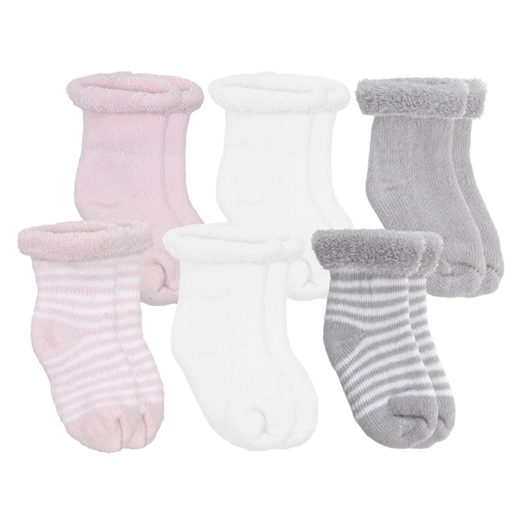 Kushies Bas Ratine Paquet de 6 Nouveau-né - Rose
