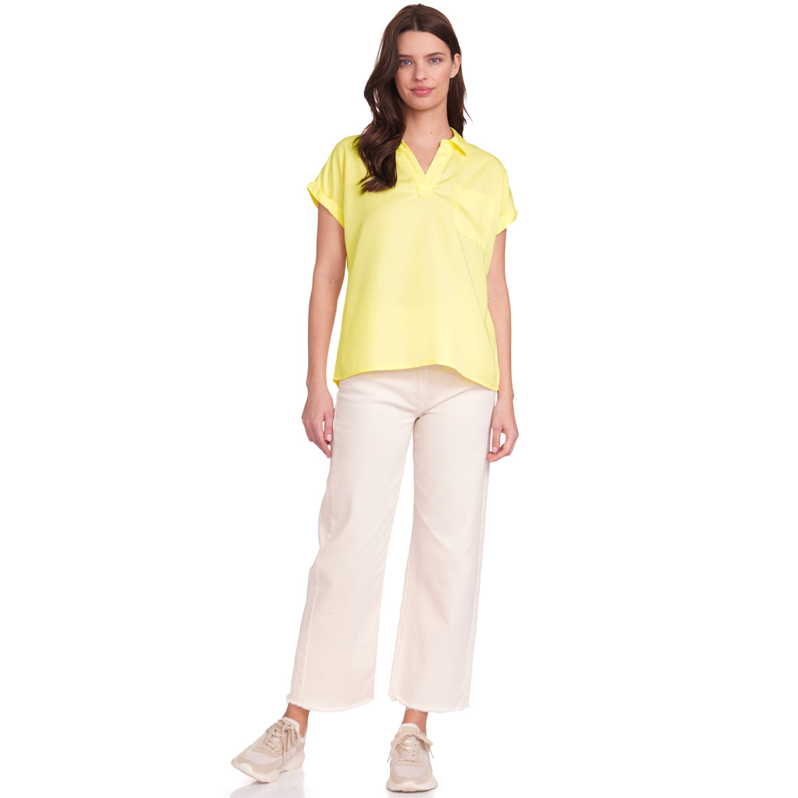 Gina Benotti Damen Bluse mit Brusttasche hellgelb
