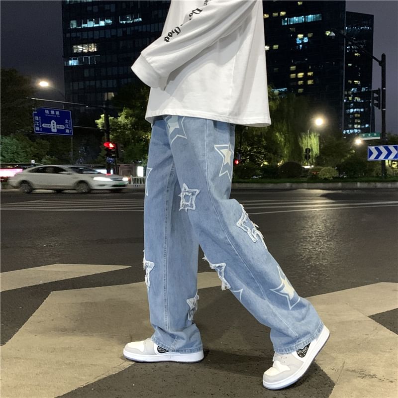 Zentrus - Star Motif Straight Leg Jeans