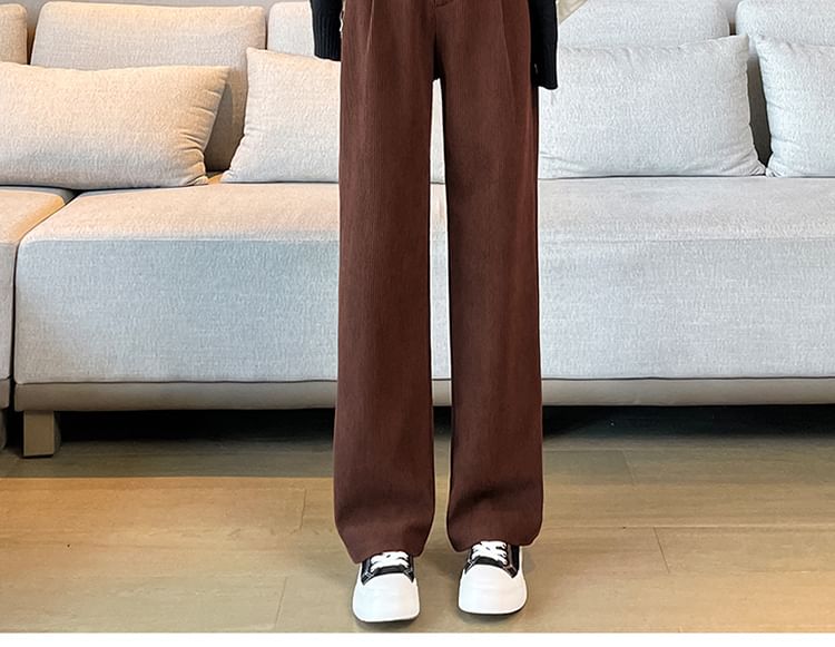 Dragan Pulse - Corduroy hoge taille effen wijde broek