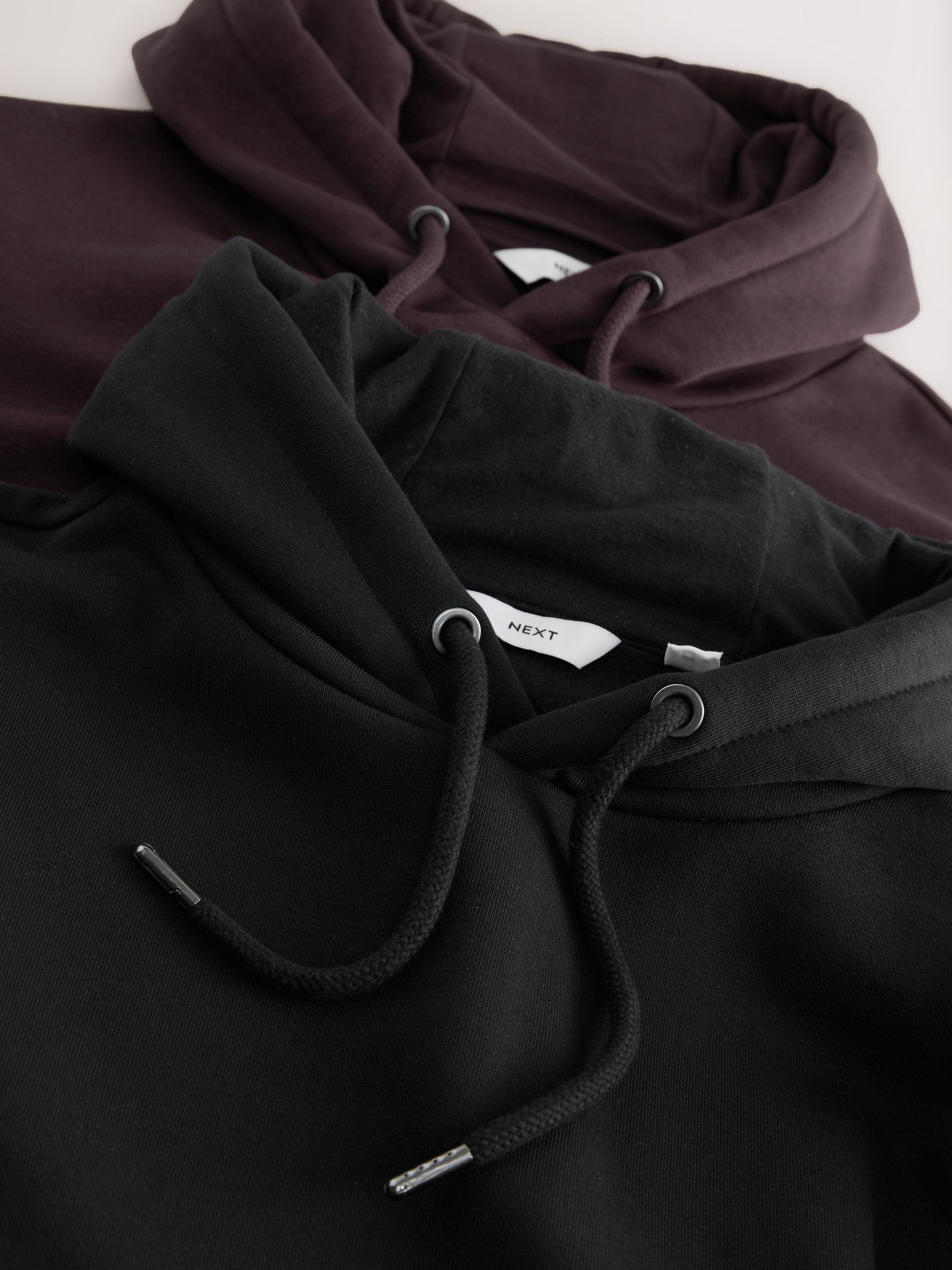 Zwart/Bourgondisch Rood - Cotton Rich Jersey Overhead Hoodies 2 Pack
