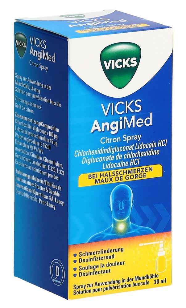 Vicks AngiMed<br>30 ml, Flasche, Spray zur Anwendung in der Mundhöhle, Lösung, Zitrone