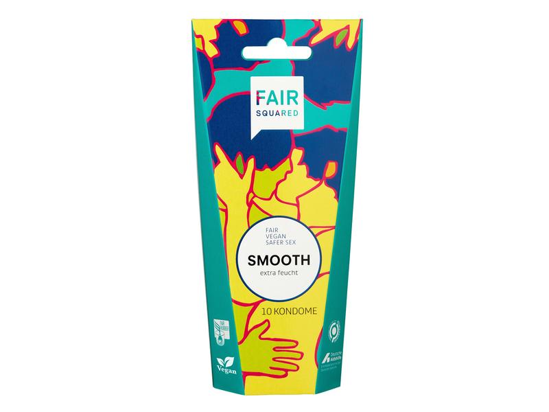 Fair Squared Kondome Smooth 10 Stück Hochwertige Präservative mit extra feuchter Beschichtung